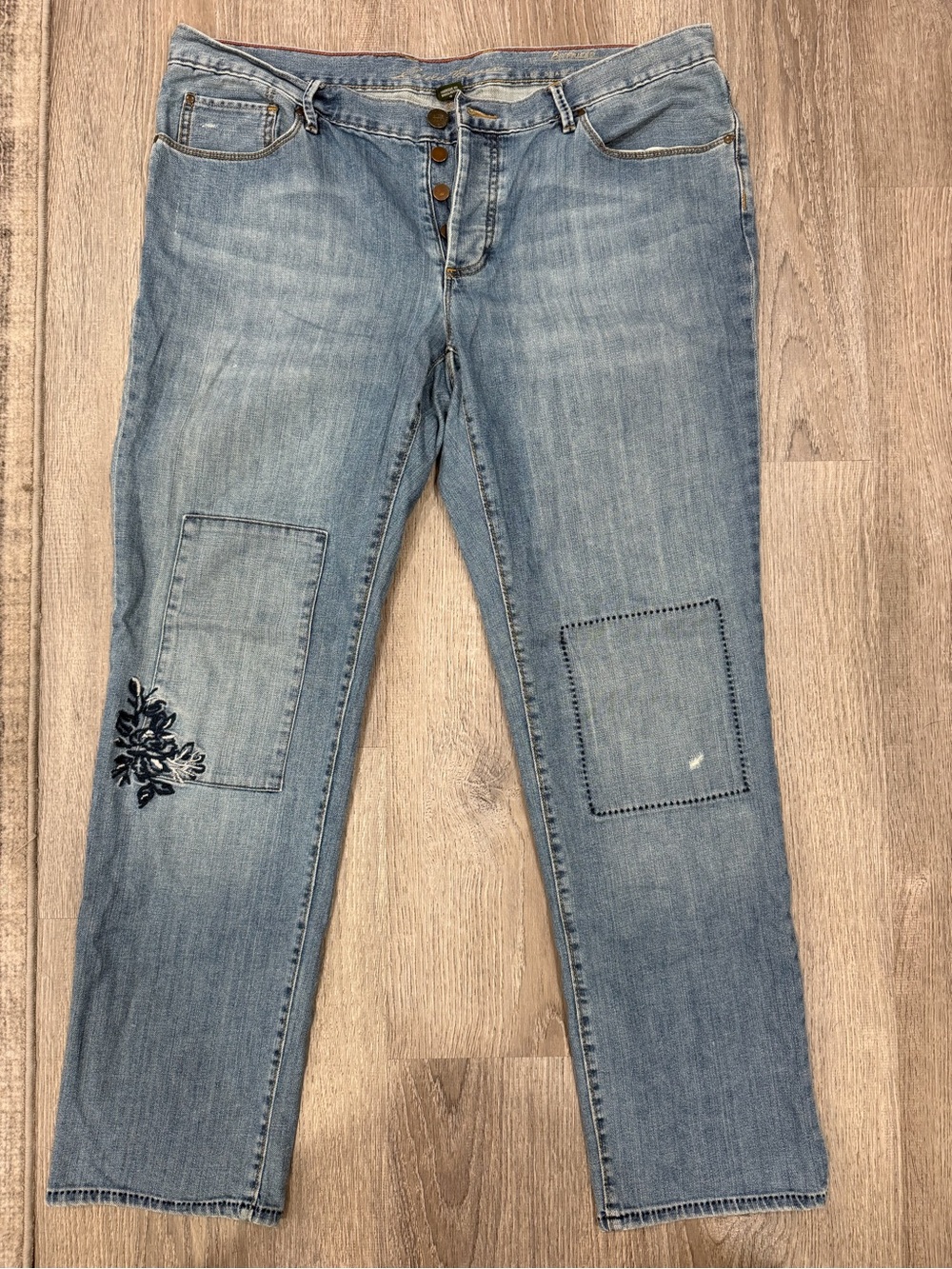 Eddie Bauer Light Blue Women Jeans Boyfriend Relaxed Patchwork